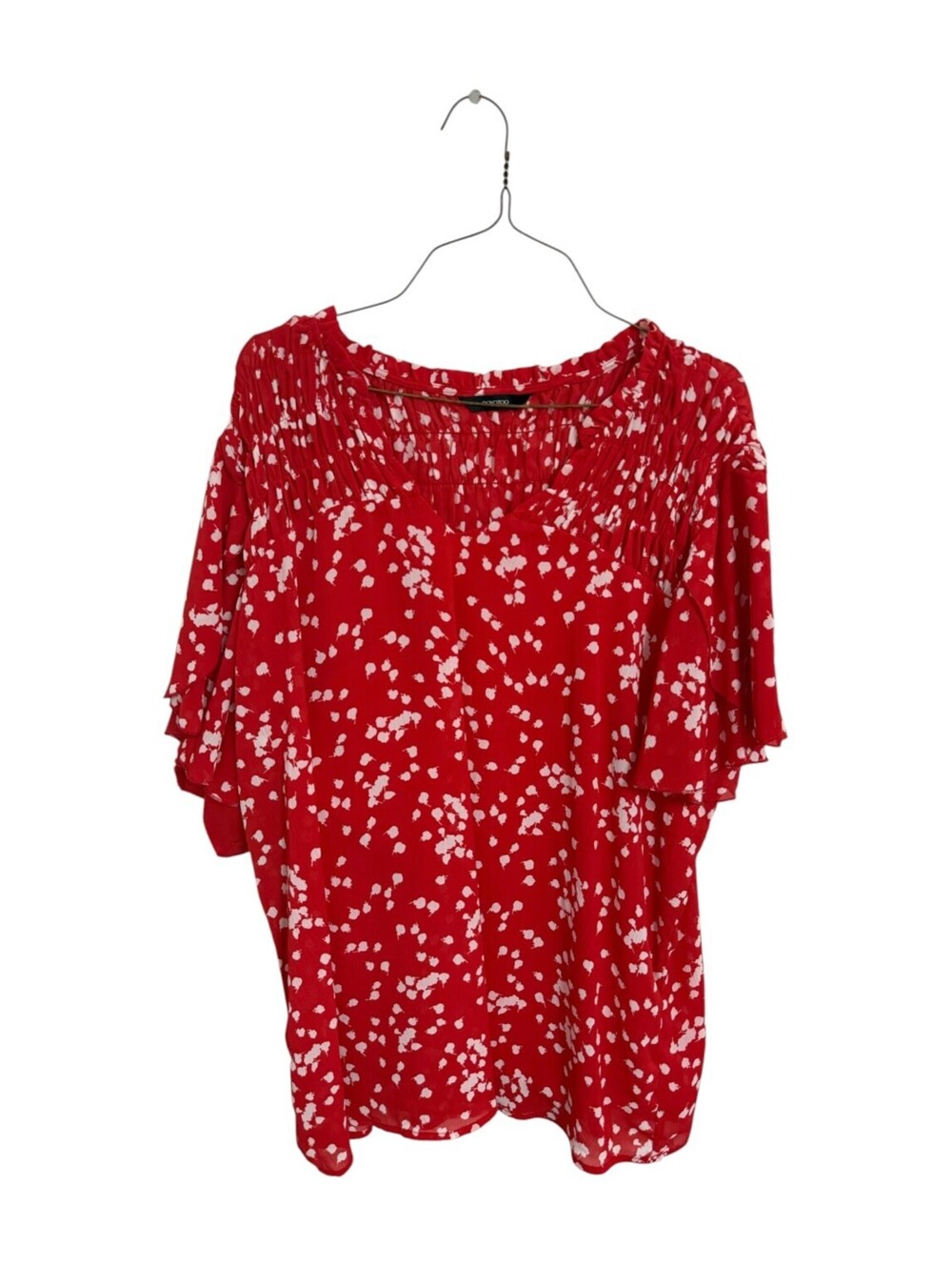 Dokotoo Red and White Patterned Blouse Large Coquette Cottagecore Romantic Boho